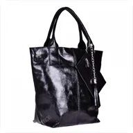 Torebki damskie - Torba worek czarny z miękkiej skóry bardzo lekka XL - miniaturka - grafika 1