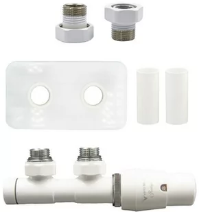 Zawór termostatyczny 50mm TWINS biały mat prawy GZ1/2 All in One rozeta zespolona prostokątna - Zawory i kraniki - miniaturka - grafika 1