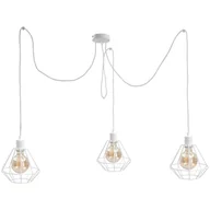 Lampy sufitowe - KET Druciana LAMPA wisząca industrialna OPRAWA metalowy PAJĄK zwis biały KET465 - miniaturka - grafika 1