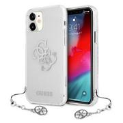 Etui i futerały do telefonów - Guess 4G Big Logo Charm - Etui iPhone 12 / iPhone 12 Pro srebrny charms GUHCP12MKS4GSI - miniaturka - grafika 1