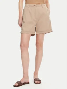 Tommy Hilfiger Szorty materiałowe WW0WW44762 Beżowy Regular Fit - Spodnie sportowe damskie - miniaturka - grafika 1