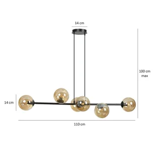 Emibig ROSSI 6 BL MIODOWY 876/6 lampa wisząca 6x40W/E14 IP20 876/6 - Lampy sufitowe - miniaturka - grafika 5