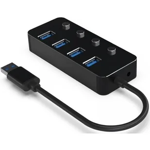 GEMBIRD 4-portowy HUB USB 3.1 Gen 1 z przełącznikami czarny - Wtyczki i adaptery - miniaturka - grafika 1