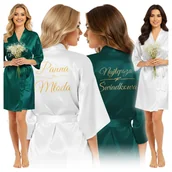 Piżamy damskie - zestaw szlafroków panna młoda i świadkowa biały zielony rozmiar m - miniaturka - grafika 1