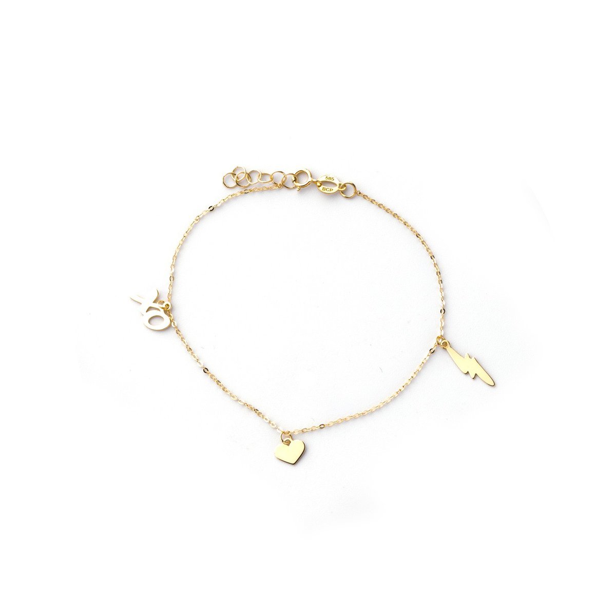 Złota bransoletka 585 Błyskawica Serce