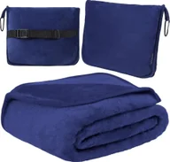 Poduszki dekoracyjne - Podróżny koc i poduszka do samolotu 2w1 podróżny poduszko-kocyk 180x130cm granatowy - miniaturka - grafika 1