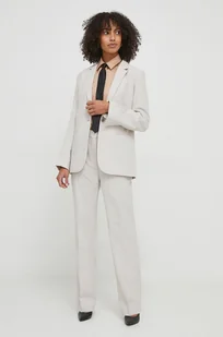 Calvin Klein spodnie damskie kolor szary proste high waist - Spodnie damskie - miniaturka - grafika 1