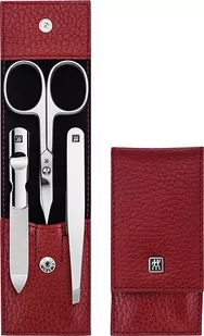 Akcesoria do manicure Classic Inox czerwone z nożyczkami w skórzanym etui 3 el. - Akcesoria do paznokci - miniaturka - grafika 1