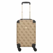 Walizki - Guess Berta 4 kółka Walizka kabinowy latte logo-brown - miniaturka - grafika 1