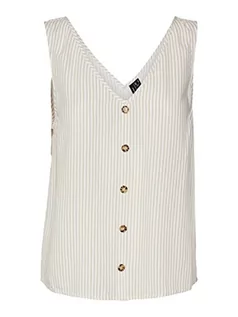 Koszulki i topy damskie - VERO MODA Women's VMBUMPY SL WVN NOOS Top, Snow White/Stripes: Irish Cream, XS, Snow White/Stripes: irish Cream, XS - grafika 1