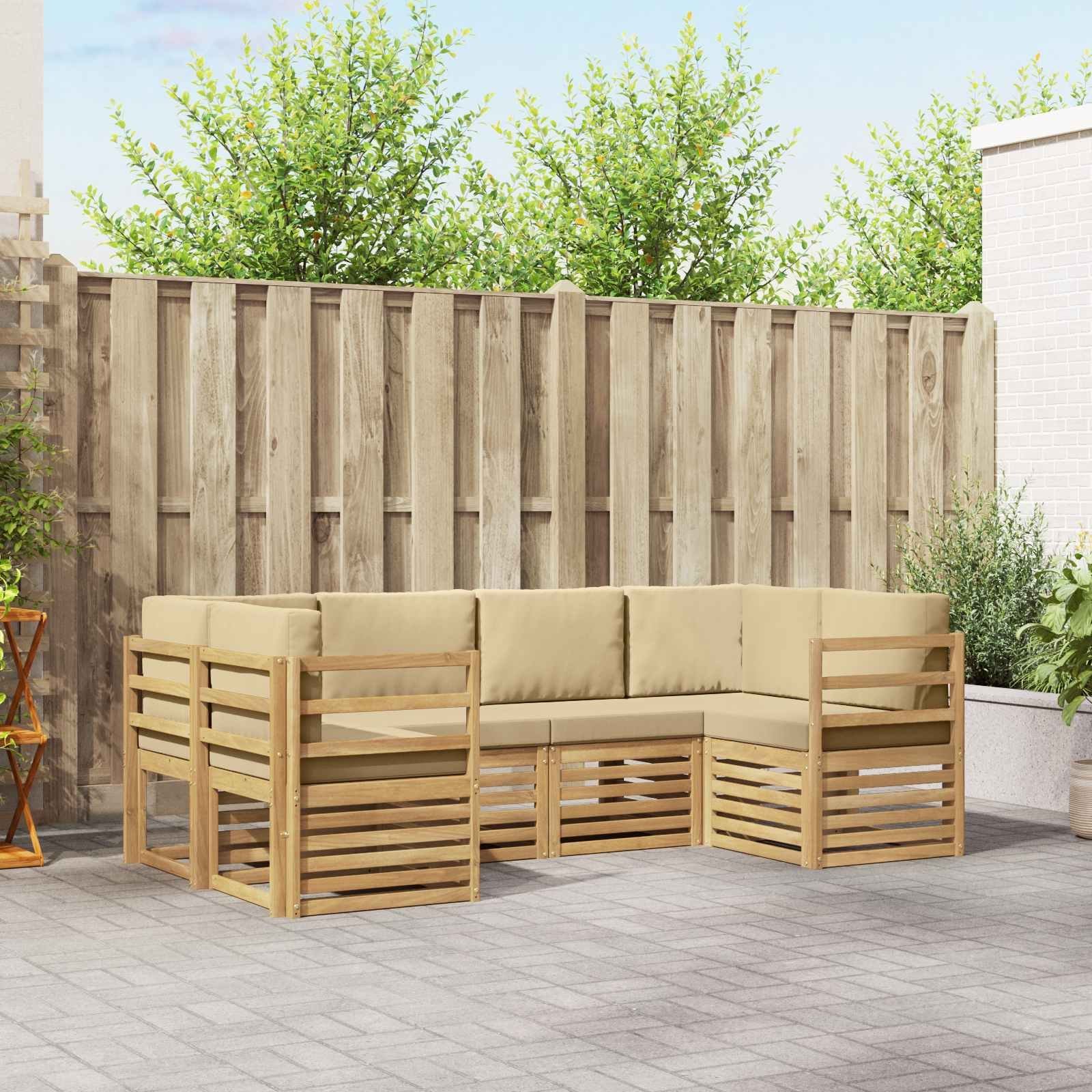vidaXL Zestaw sofy narożnej 6 pcs Biały i Beżowy 245 x 126,5 x 73 cm
