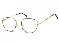 Okulary korekcyjne, oprawki, szkła - Owalne Okulary oprawki optyczne 918C czarno-złote - miniaturka - grafika 1
