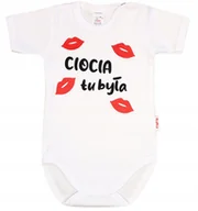 Body dla niemowląt - BODY KR NAPIS nadruk CIOCIA TU BYŁA r 74 KLEKLE - miniaturka - grafika 1