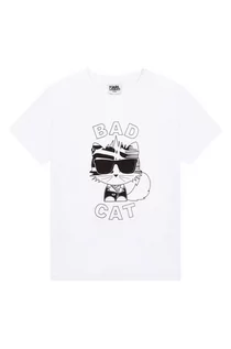 Koszulki dla dziewczynek - KARL LAGERFELD t-shirt bawełniany dziecięcy kolor biały z nadrukiem - grafika 1