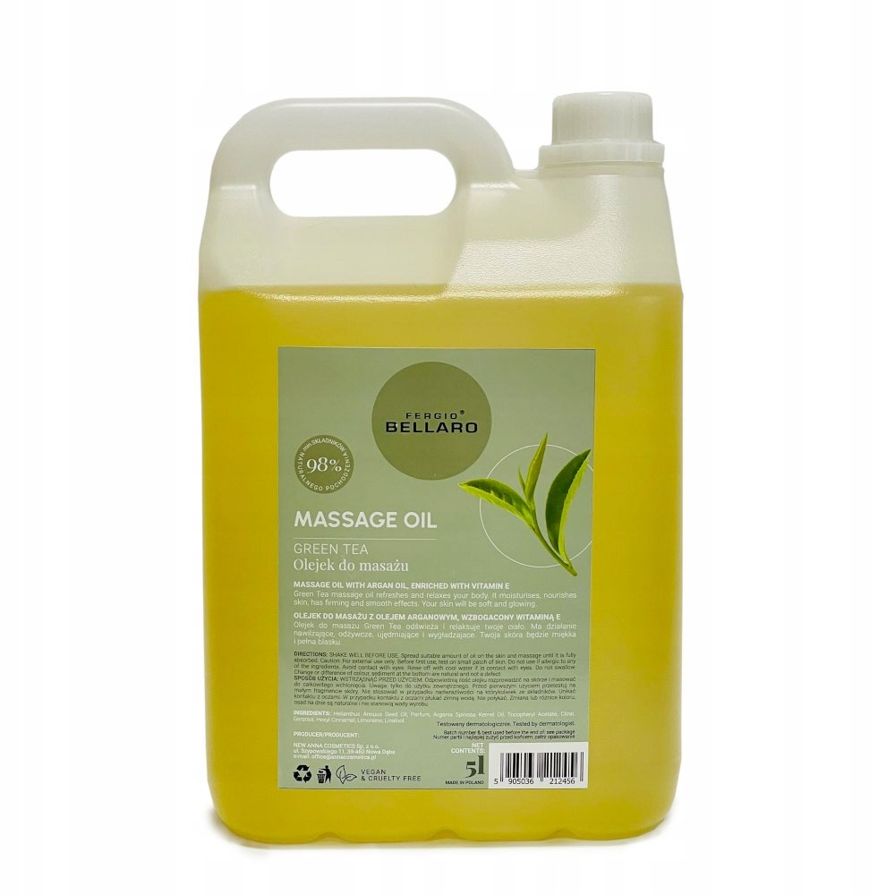 Olejek Do Masażu Zielona Herbata Ujędrnia Nawilża Fergio Bellaro 5L