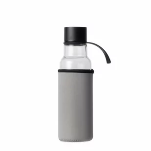 Butelka na wodę, szary pokrowiec, 0,6 l, śred. 7 x 26 cm, szkło borokrzemowe/neopren kod: SF-5018203 - Inne naczynia kuchenne - miniaturka - grafika 1