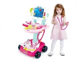 Zabawy w naśladowanie dorosłych - KIK, wózek Lekarski Dla Dziewczynki Z Akcesoriami Różowy - miniaturka - grafika 1