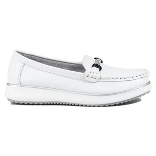 Klasyczne skórzane mokasyny damskie Vinceza białe - Mokasyny damskie - miniaturka - grafika 1