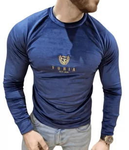 Bluza welurowa meska granatowa Furia - Bluzy męskie - miniaturka - grafika 1