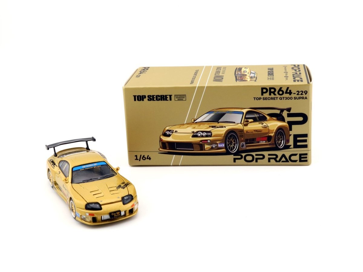 POP RACE PR64-229 Toyota Supra A80 Top Secret GT300 Gold PR640229 1:64