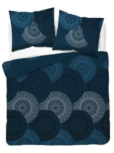 Pościel satynowa 180x200 granatowa niebieska biała geometria Home Satin - Pościel - miniaturka - grafika 1