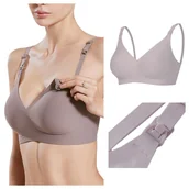 Biustonosze ciążowe - Biustonosz ciążowy stanik bezszwowy do karmienia - szary - XL - miniaturka - grafika 1