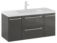 Szafki łazienkowe - Szafka Wisząca Z Umywalką RON 100 cm D - Titan Wysoki Połysk - Uchwyty Białe Matowe - miniaturka - grafika 1