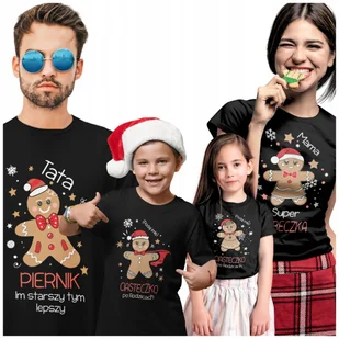 4 KOSZULKI ŚWIĄTECZNE ZESTAW CAŁEJ RODZINY RODZINY 2+2 + IMIONA DZIECI - Koszulki męskie - miniaturka - grafika 1