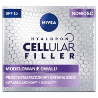 Kremy do twarzy - Nivea Hyaluron Cellular Filler + Modelowanie Owalu przeciwzmarszczkowy krem na dzień SPF15 50ml - miniaturka - grafika 1