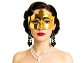 Dodatki do strojów karnawałowych - Maska karnawałowa wenecka złota - 1 szt. - miniaturka - grafika 1