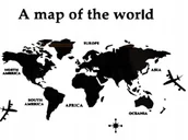 Dekoracje domu - MAPA ŚWIATA NA ŚCIANĘ AKRYLOWA CZARNA DEKORACJA ŚCIENNA DO SALONU KUCHNI - miniaturka - grafika 1