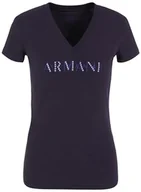 Koszulki i topy damskie - Armani Exchange Damska koszulka z logo z dekoltem w serek, Soul, XL - miniaturka - grafika 1