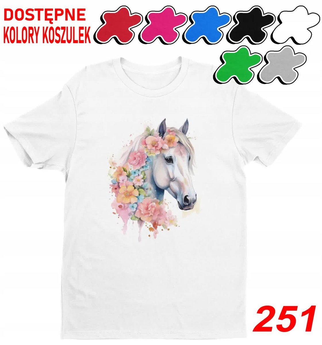 Dziecięca Koszulka T-Shirt Z Nadrukiem Duży Wybór Unicorn Konie -L 146-152