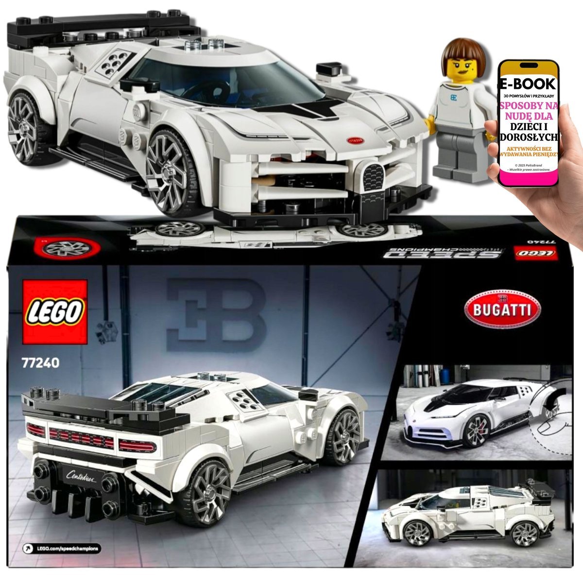 LEGO PREZENT DLA DZIECKA 9+ LEGO Bugatti Centodieci •77240• Speed Champions HIPERSAMOCHÓD Do Zbudowania Lego Na Urodziny Święta + EBOOK-3