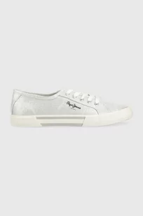 Pepe Jeans tenisówki BRADY damskie kolor srebrny PLS31439 - Trampki damskie - miniaturka - grafika 1