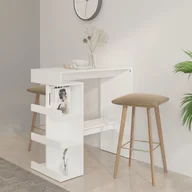 Ławy i stoliki kawowe - shumee shumee Stolik barowy z półkami biały 100x50x101,5 cm płyta wiórowa - miniaturka - grafika 1