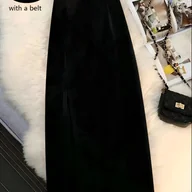 Spódnice - TEMU Spódnica Damska z Paskiem – Wysokotalia Spódnica Ołówkowa z Paskiem, Pranie w Praniu Maszynowym, Jednokolorowa Spódnica do Biura i na Imprezy, - miniaturka - grafika 1