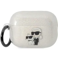 Akcesoria do słuchawek - Karl Lagerfeld KLAP2HNKCTGT Airpods Pro 2 cover transparent Gliter Karl&Choupette - miniaturka - grafika 1