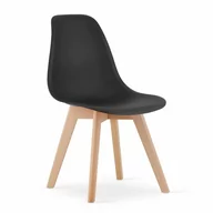 Taborety i hokery - Krzesła skandynawskie KITO 3694 czarne, nogi drewniane / 4 sztuki - miniaturka - grafika 1