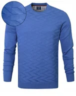 Swetry męskie - Elegancki SWETER Męski Klasyczny NIEBIESKI Bawełniany XXXL Pako Jeans - miniaturka - grafika 1