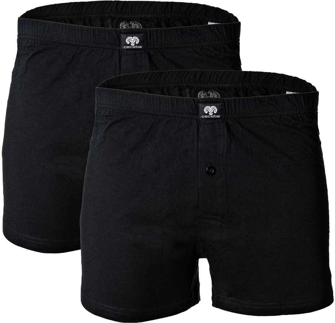 Szorty męskie CECEBA, 2-pak - bokserki, basic, bawełna, M-8XL, jednokolorowe, czarne 6XL