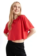 Koszulki i topy damskie - DeFacto T-shirt damski, czerwony, M - miniaturka - grafika 1