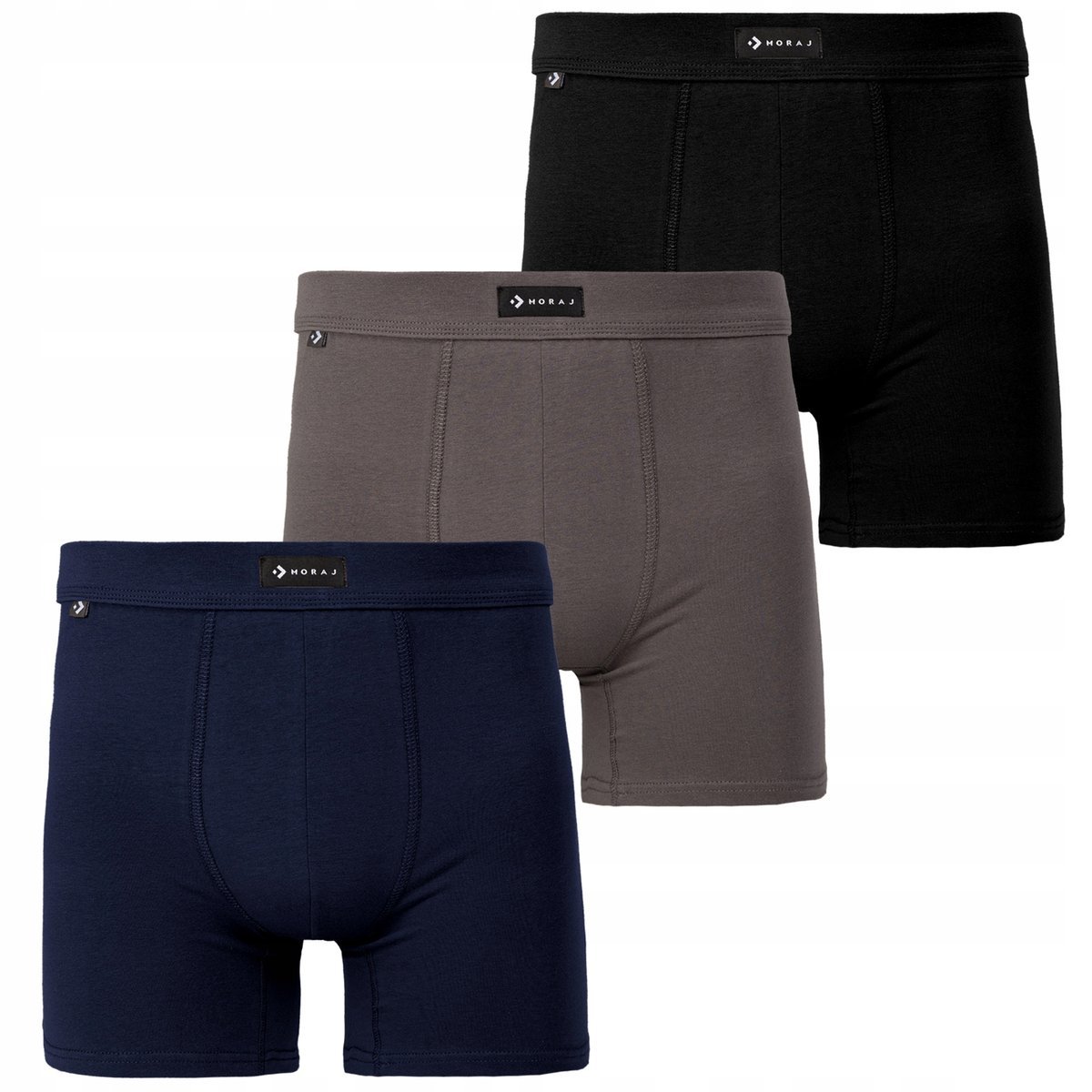 BOKSERKI MĘSKIE Long Fit Majtki Wydłużona Nogawka 3 sztuki MORAJ r. XXL
