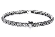 Bransoletki - Oksydowana srebrna bransoletka z markazytem bangle - miniaturka - grafika 1