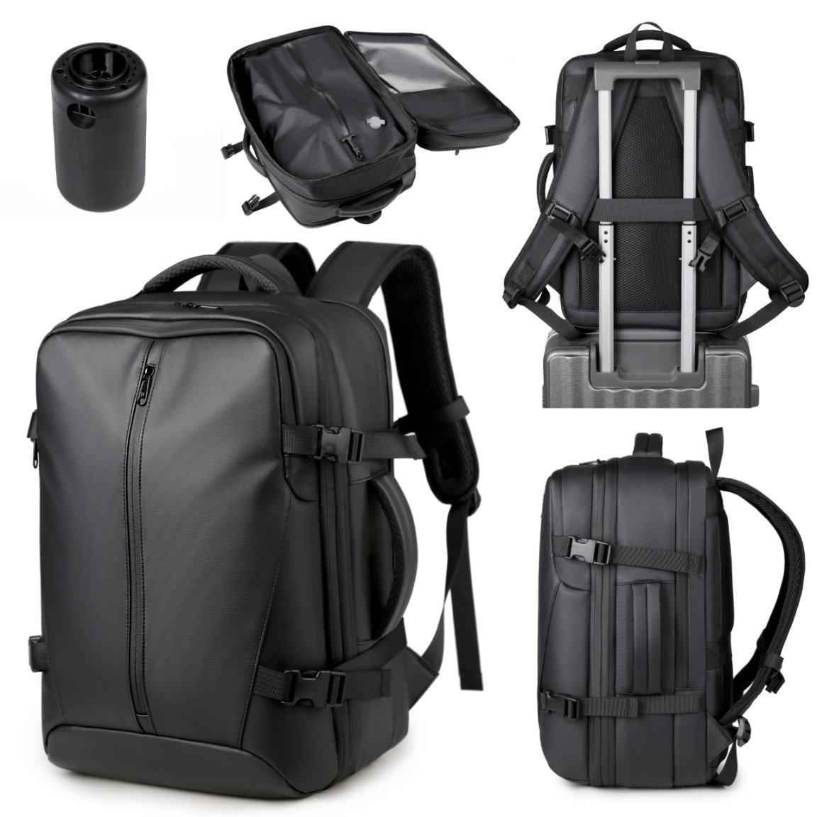 PLECAK PRÓŻNIOWY PODRÓŻNY KABINOWY DO SAMOLOTU CZARNY + POMPKA WODOORDPORNY