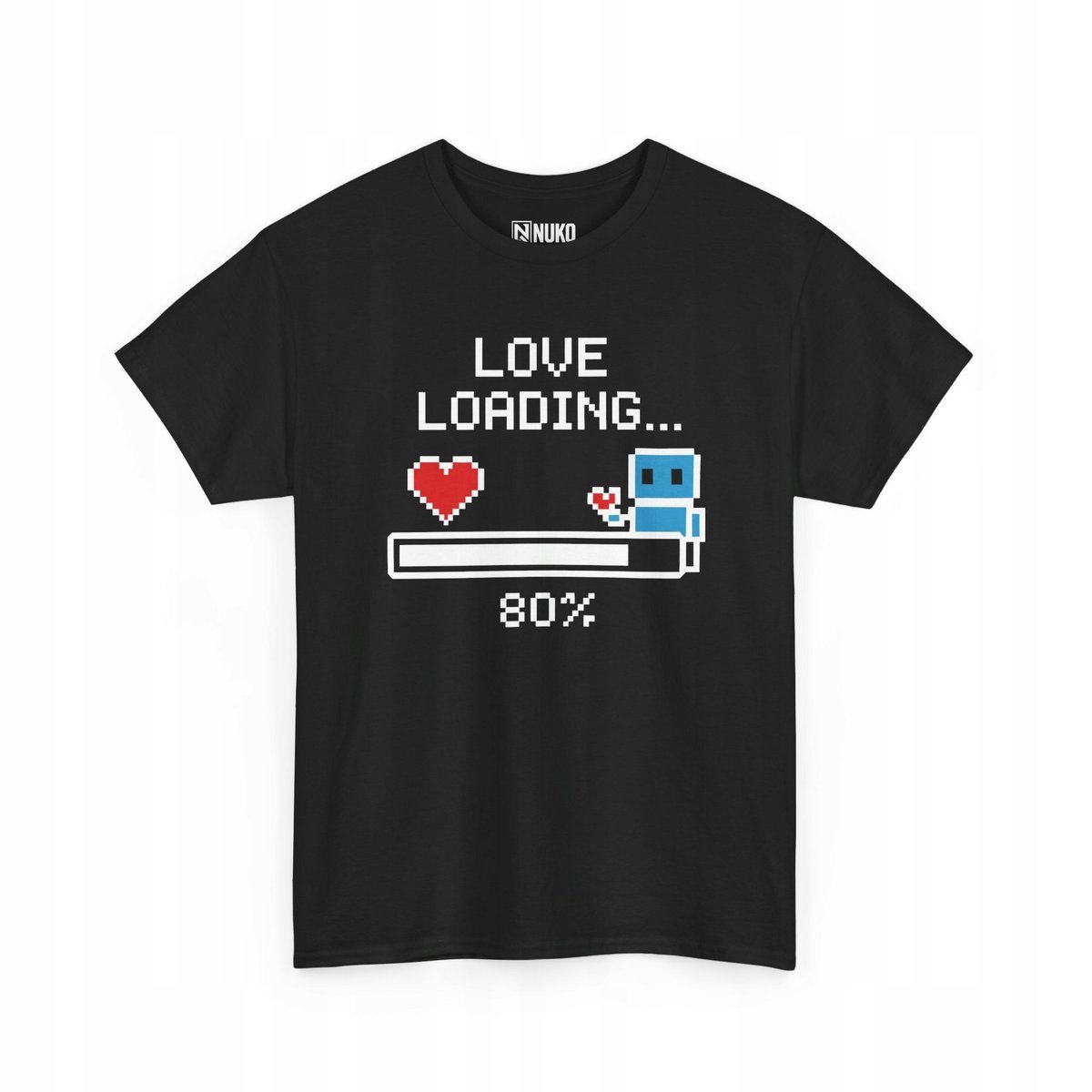 Koszulka PIXEL ART Love Loading Śmieszny Napis NA WALENTYNKI Czarna XL