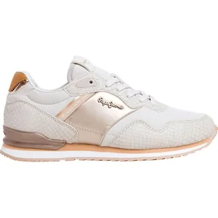 Pepe Jeans Damskie trampki LONDON MIX W, beżowe (białe), 3 UK, Beżowy bielony biały, 3 UK - Trampki damskie - miniaturka - grafika 1