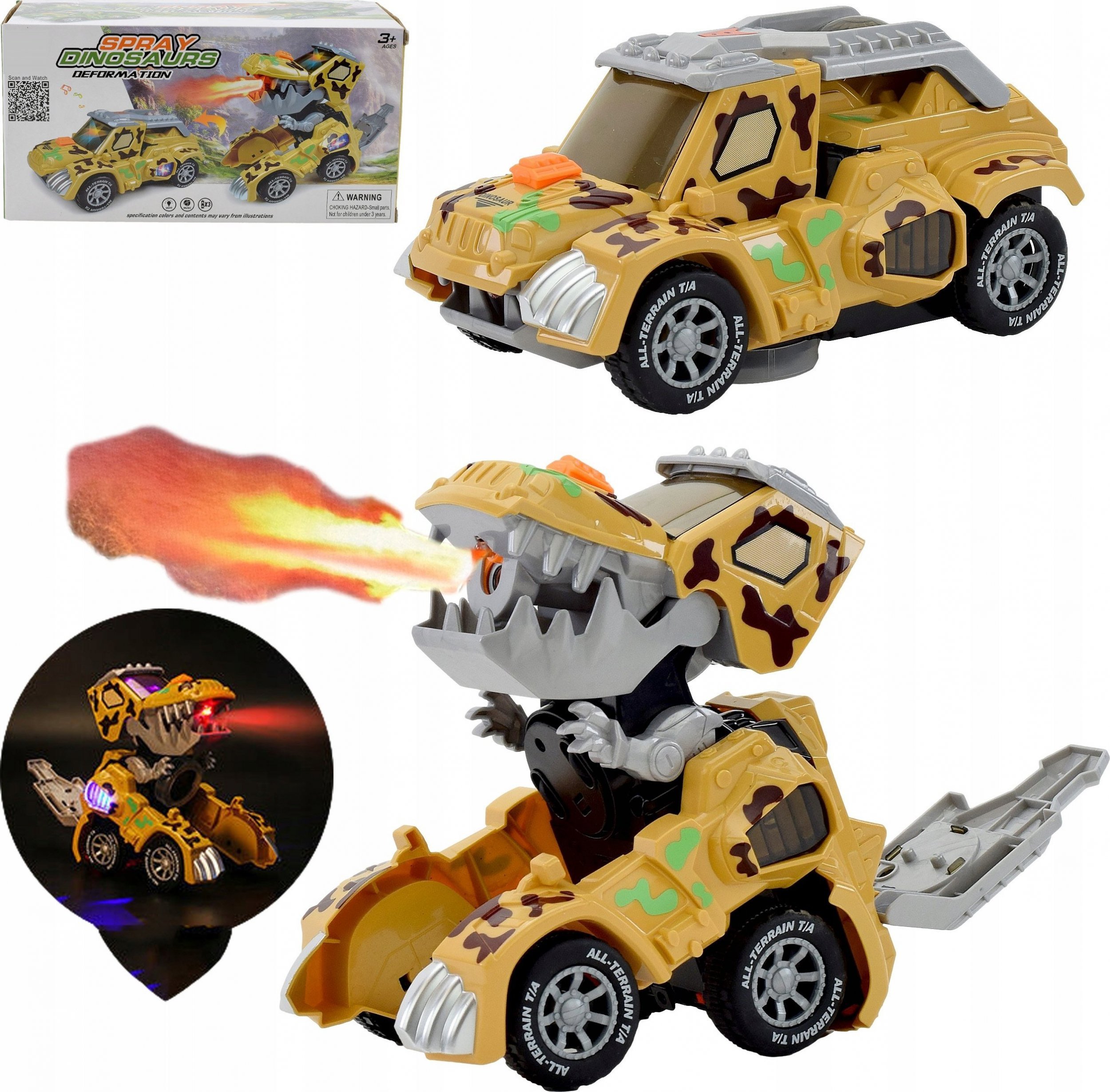 Figurka Skleplolki AUTO ROBOT ZABAWK DINOZAUR ZIEJE PARĄ SAMOCHÓD 2W1