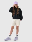 Spodnie i spodenki dla dziewczynek - 4F Spodenki dresowe dziewczęce - beżowe 122 (6-7 lat) - miniaturka - grafika 1