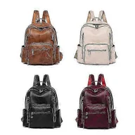 Torebki damskie - Damski plecak vintage z miękkiej skóry o dużej pojemności Skórzany plecak studencki z wieloma kieszeniami Torba podróżna-Yvan Czarny - miniaturka - grafika 1